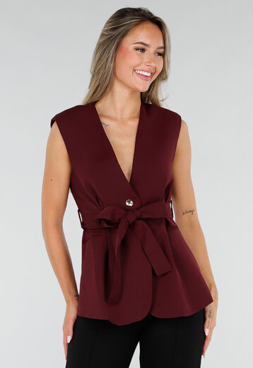 Bordeaux Gilet Top met Strikceintuur