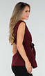 Bordeaux Gilet Top met Strikceintuur en Gouden Knoop