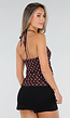 Bruine Halter Top met Polkadot Print en Strikdetail Voor Dames