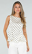 Witte Peplum Top met Zwarte Stippen en Ronde Hals