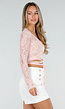 Roze Kanten Wikkel Top met Lange Mouwen