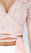 Roze Kanten Wikkel Top met Lange Mouwen