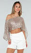 Champagne Glitter One Shoulder Top