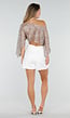 Champagne Glitter One Shoulder Top met Pailletten