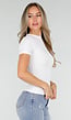 Wit Naadloos Shaping Stretch T-Shirt met Korte Mouwen