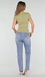 Pistache Stretch T-Shirt met Ronde Hals en Korte Mouwen