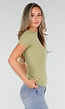 Pistache Stretch T-Shirt met Ronde Hals en Korte Mouwen