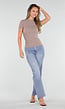Taupe Basic T-Shirt met Korte Mouwen en Ronde Hals