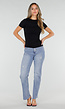 Zwart Basic T-Shirt met Korte Mouwen en Ronde Hals