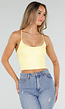 Gele Crop Top met Pads en Gekruiste Bandjes