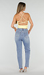 Gele Crop Top met Pads en Gekruiste Bandjes