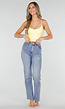 Gele Crop Top met Pads en Gekruiste Bandjes