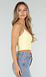 Gele Crop Top met Pads en Gekruiste Bandjes