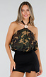 Camouflage Halter Top met Ringdetail en Open Rug