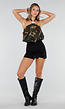 Camouflage Halter Top met Ringdetail en Open Rug