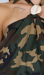 Camouflage Halter Top met Ringdetail en Open Rug