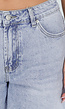 Lichtblauwe Denim Shorts met Gerafelde Zoom en Rechte Pasvorm