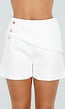 Witte Skort met Gouden Knopen en Overslag