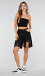 Zwarte Denim Bermuda Shorts met Strass en Destroyed Details Voor Dames