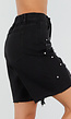 Zwarte Denim Bermuda Shorts met Strass en Destroyed Details Voor Dames