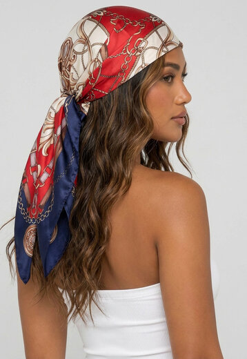 NEW080726 Rode Bandana met Barokprint