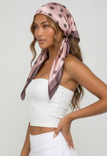 Roze Polkadot Satijnen Bandana