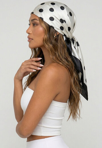 Witte Polkadot Satijnen Bandana