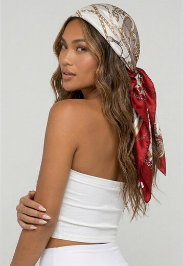 Rode Bandana met Barokprint