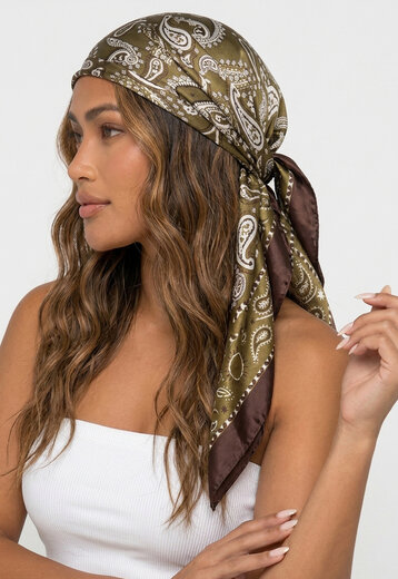 Olijfgroene Bandana met Paisleyprint