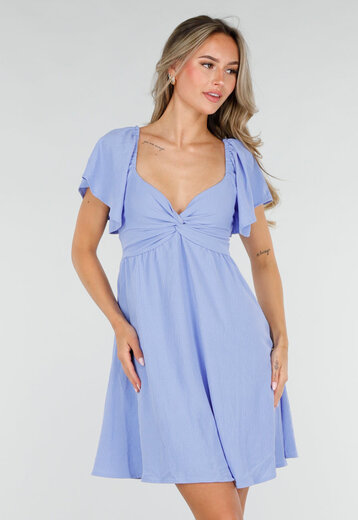 Lichtblauwe Linnenlook Jurk