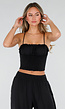 Zwarte Two Piece Set met Smock Top en Wijde Broek