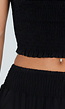 Zwarte Two Piece Set met Smock Top en Wijde Broek