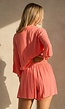Koraal Matchende Set met Blouse, Shorts en Elastische Taille