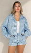 Lichtblauwe Tweedelige Polkadot Set met Jack en Short