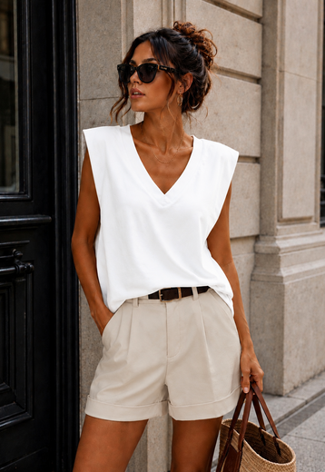 Witte Top met Schoudervullingen