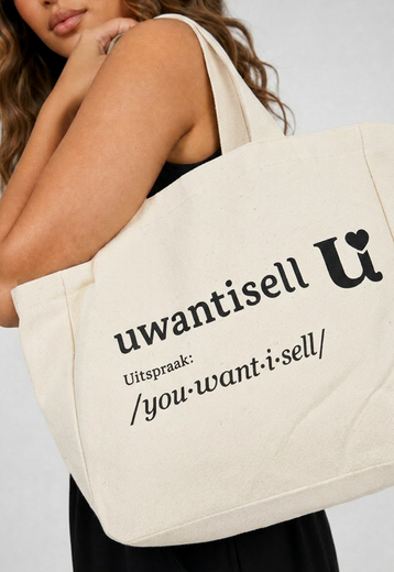 Gratis Uwantisell™ Crème Canvas Strandtas