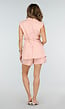 Roze Mouwloze Blazer Set met Ceintuur en Shorts