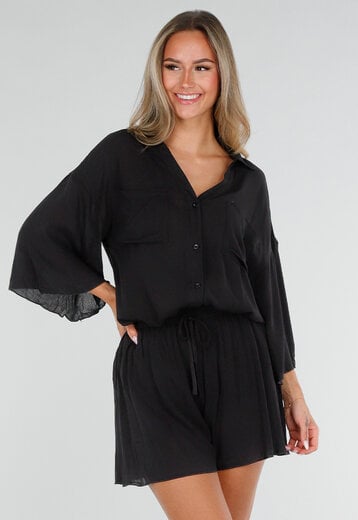 Zwarte Blouse en Short Set