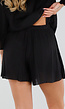 Zwarte Blouse en Short Set met Wijde Mouwen