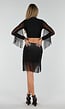 Zwarte Glitter Set met Fringe En Mesh Top