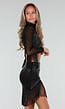 Zwarte Glitter Set met Fringe En Mesh Top