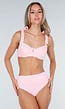 Lichtroze Badstof Bikinitop met Beugels en Strikbandjes