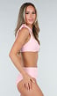 Lichtroze Badstof Bikinitop met Beugels en Strikbandjes