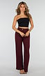 Bordeaux Wide Leg Broek met High Waist