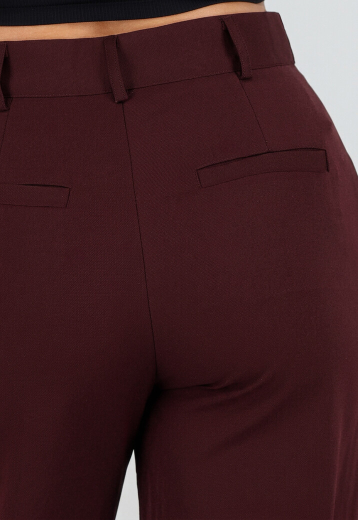 Bordeaux Wide Leg Broek met High Waist