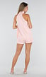 Roze Mouwloze Halter Top met Kant en Sjaaldetail