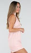 Roze Mouwloze Halter Top met Kant en Sjaaldetail