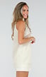 Beige Halter Top met Kant en Sjaalkraag