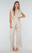 Beige Wide Leg Pantalon met Hoge Taille