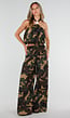 Wide Leg Broek met Camouflageprint en Elastische Taille